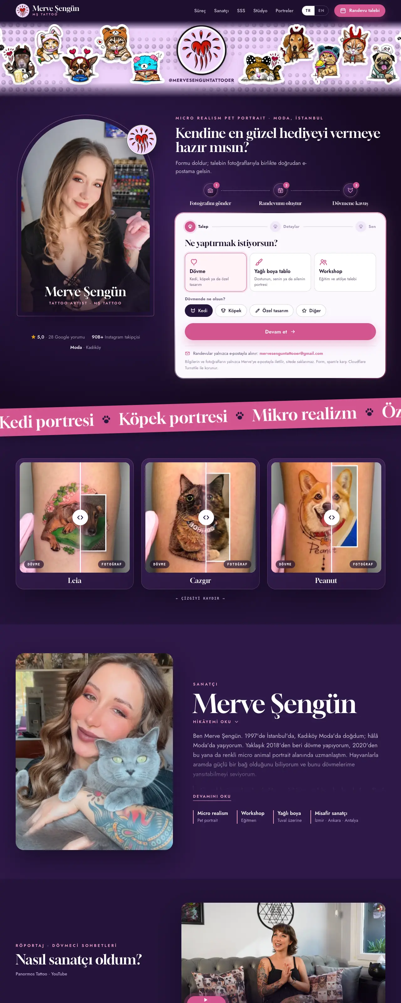 MŞ Tattoo web sitesi, masaüstü